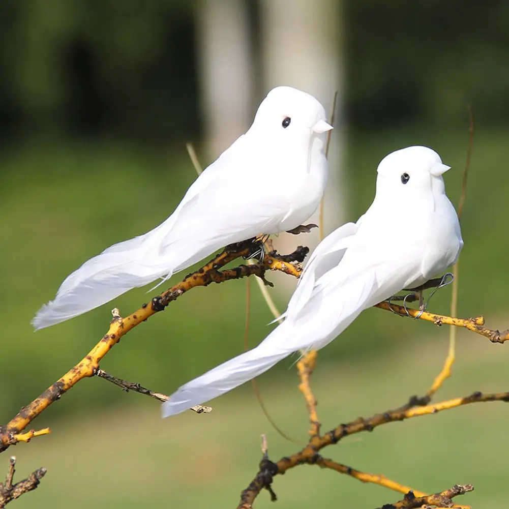 

12pcs Artificial Feathered Pigeons Ornament Simulation Foam Decorative Birds For Wedding Craft Decoration