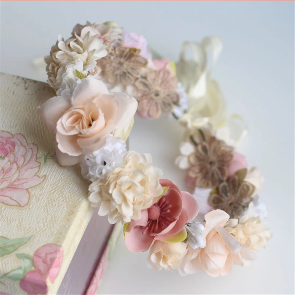 2022 Beach Flower Headbands Wedding Hair Accessories Bridal Flower Crown Headpieces Bridal Flower Girls Garland for Women
