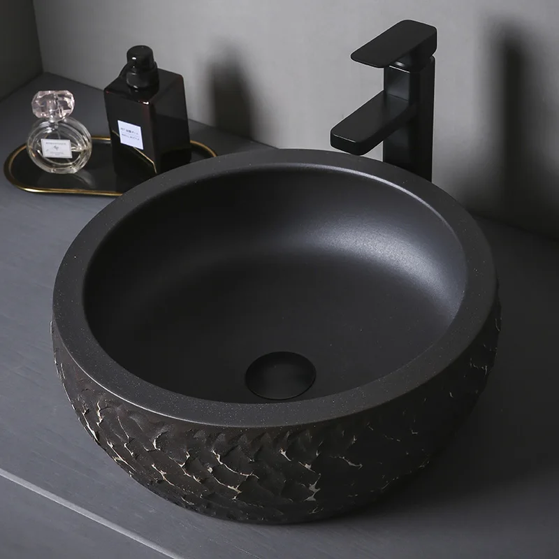 

Creative countertop basin anti-splash water industrial wind black art washbasin bathroom washbasin balcony home