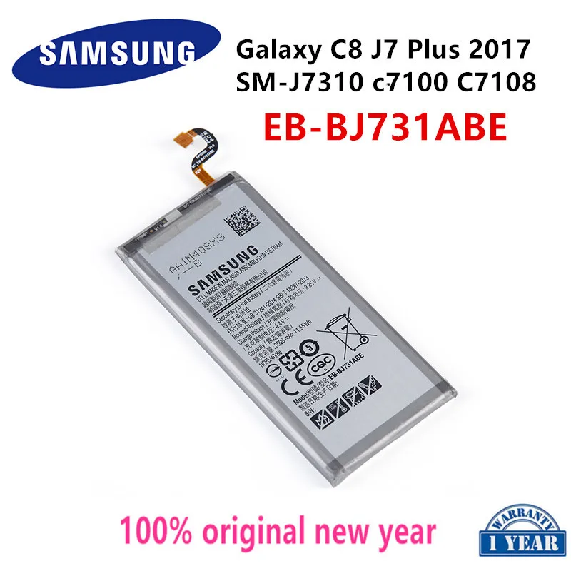 

SAMSUNG Orginal EB-BJ731ABE 3000mAh Battery For Samsung Galaxy C8 J7 Plus 2017 SM-J7310 SM-C710F C7100 C7108 phone Batteries