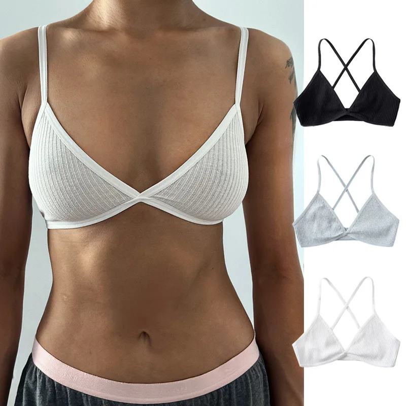 

Sexy Women's Intimates Wire Free Bras for Women Thin Sport Style Unlined Bralette Sexy Deep V Triangle Cup Underwear Lenceria