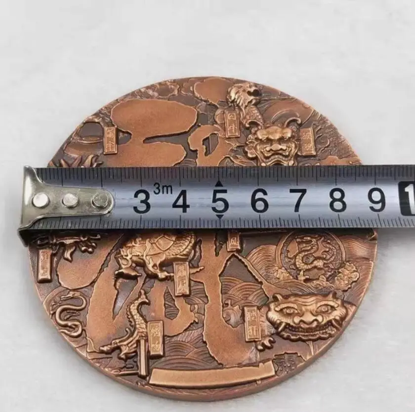Бронзовая медаль девять сыновей чжэньлонг защищает дом рельефный медальон