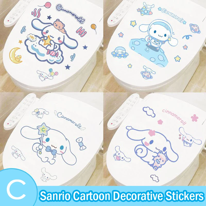 

Kawaii Creative Sanrio Cute Cartoon Decorative Stickers Cinnamonroll Waterproof Toilet Lid Stickers Luggage Refrigerator Decal