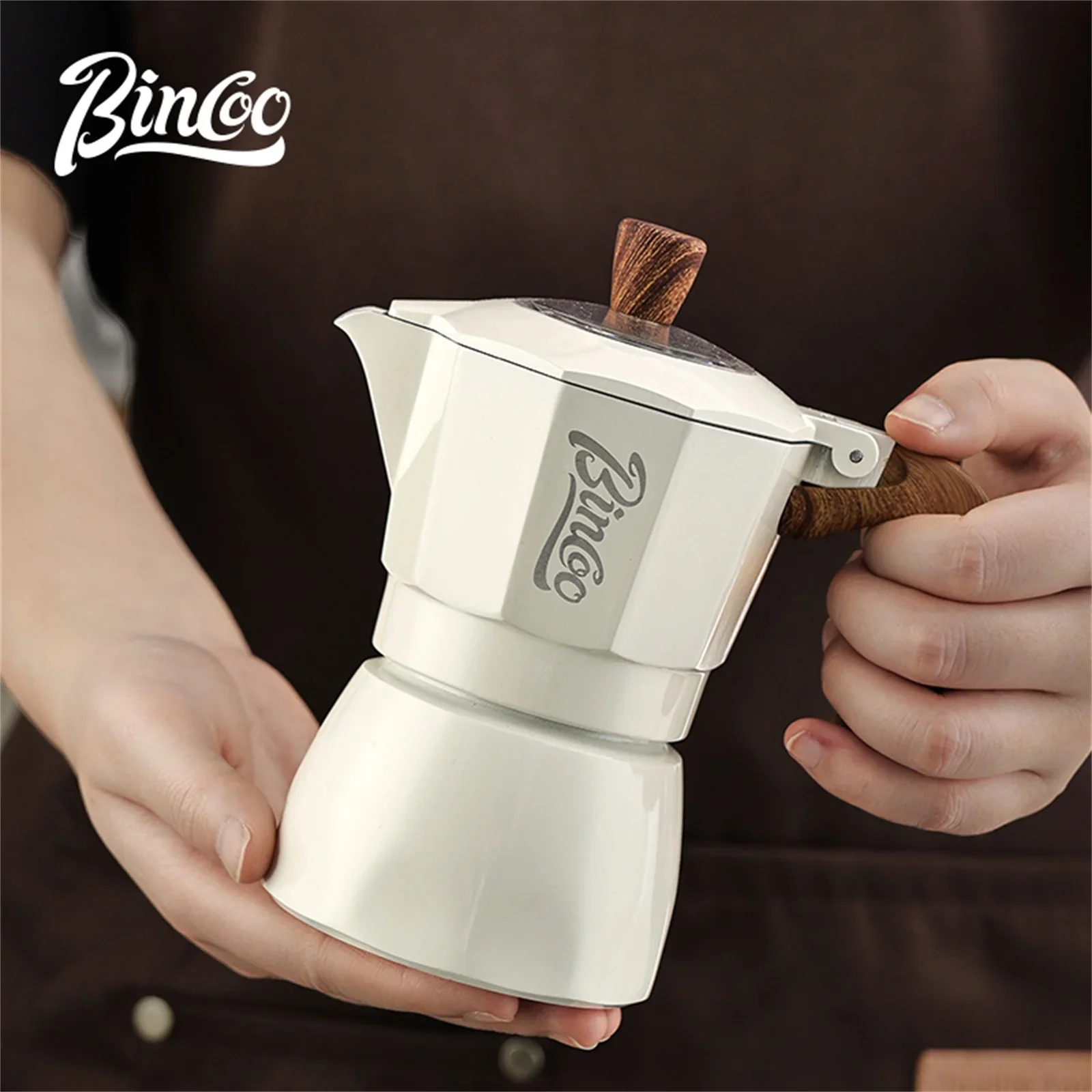 Фото Ручной набор кофеварки Bincoo, горшок для мока с двойным клапаном и электрический нагреватель, компактная домашняя эспрессо-машина №5
