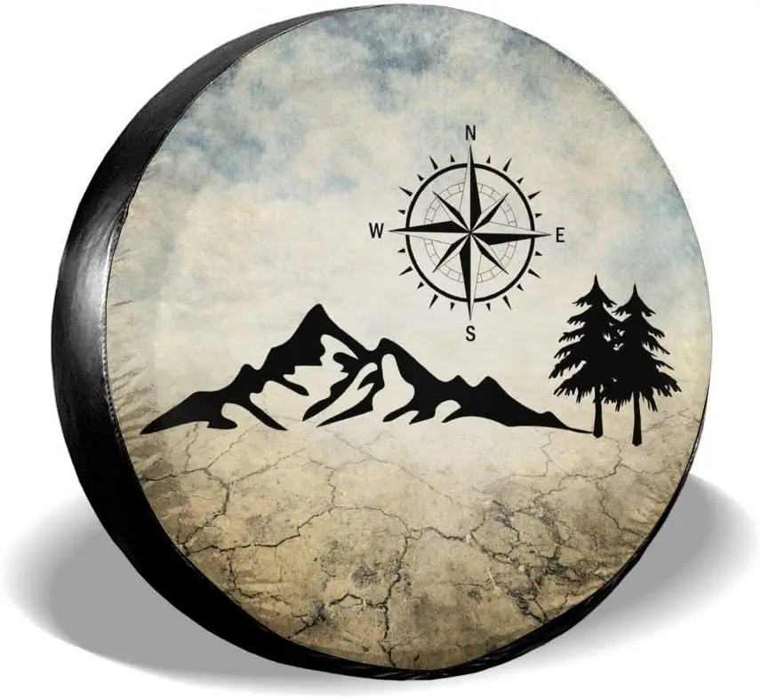 

Nature Mountain Compass Spare Tire Cover Wheel Protectors Weatherproof Universal for Trailer Rv SUV Truck Camper Travel Trailer