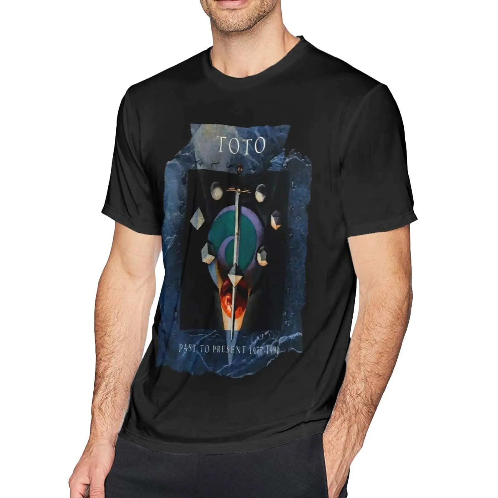 Toto European Tour 1990 Large Men T-Shirt Short Sleeve T-Shirts Mens Clothes T Shirt T-Shirts T Shirt For Men Oversize T-Shirt