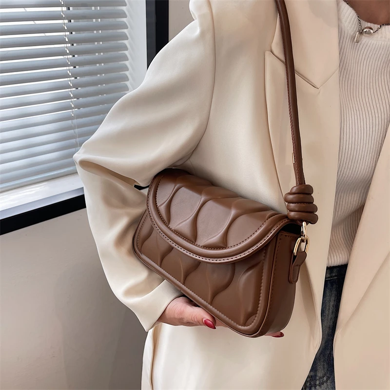 Fashion Small Leather Crossbody Bags for Women Luxury Brand Handbags Shoulder Bags Ladies Shopper Armpit Purses 2023 In Trend
