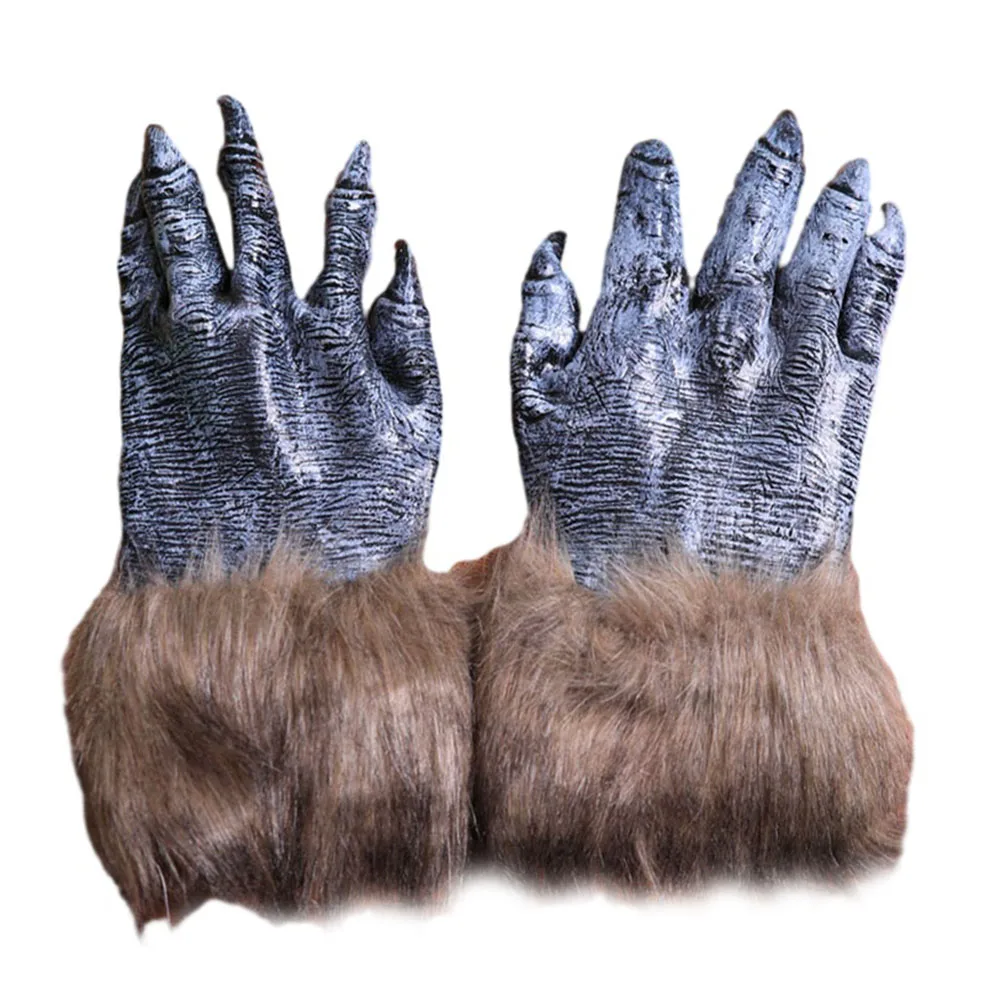 

1 Pair Halloween Wolf Gloves Claw Werewolf Cosplay Costume Creepy Halloween Scary Hand Paw Props Dress Up Role Play Unisex