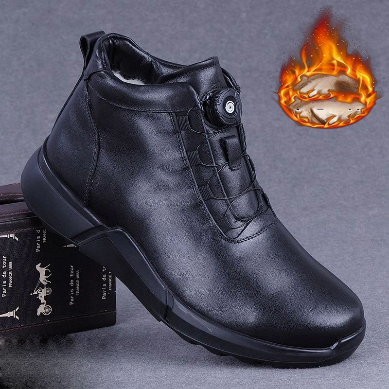 Высокие туфли из натуральной кожи мужские флисовые лоферы с автоматической