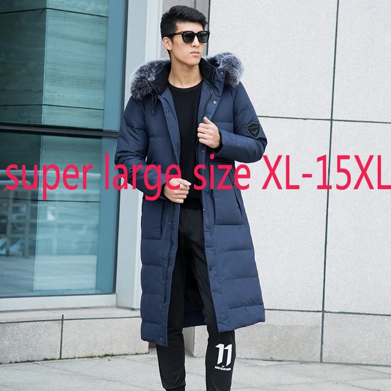 

New High Quality Men Fox Hair Collar Thickening Oversized Winter Coat X-long Casual Down Jacket Plus Size M-11XL12XL13XL14XL15XL