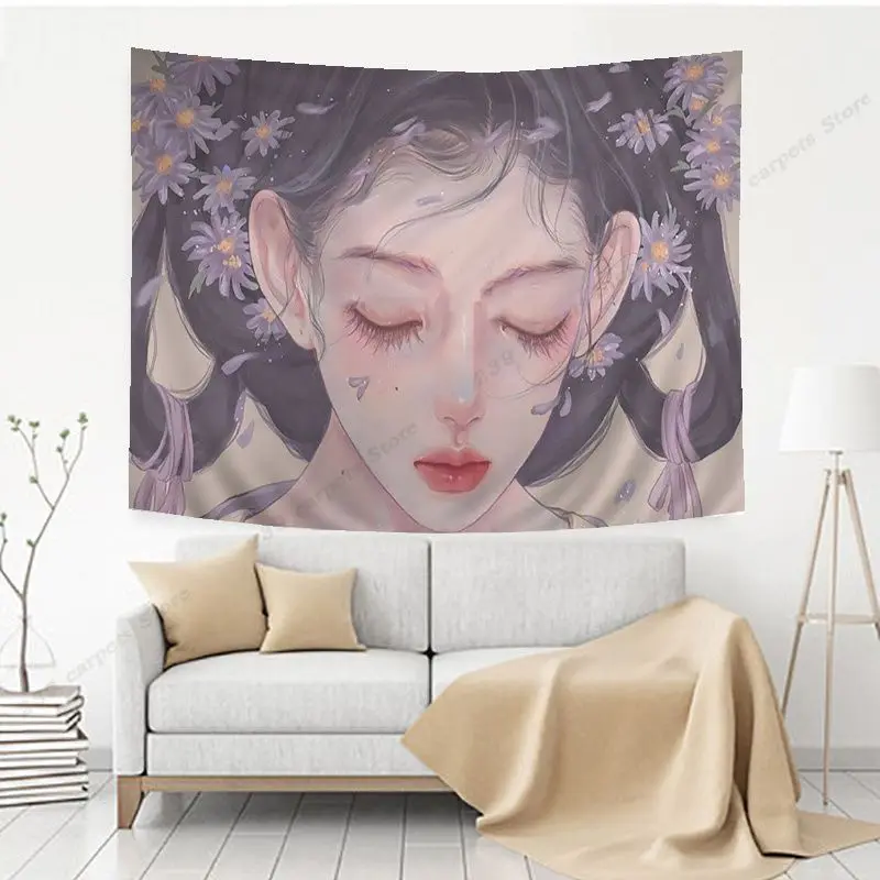 Красивый аниме кавайная девушка гобелен дешевый хиппи настенный богемный