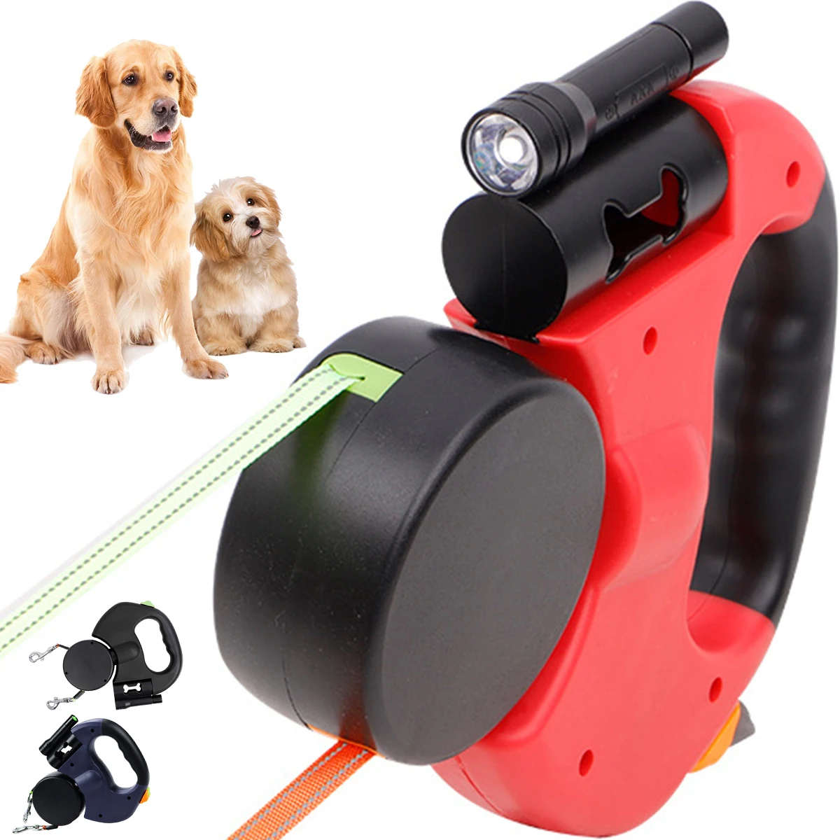 

Dual Retractable Dog Leash Automatic Dual Doggie Retractable Leash with Light 3 Color Portable Adjustable Battery Powered