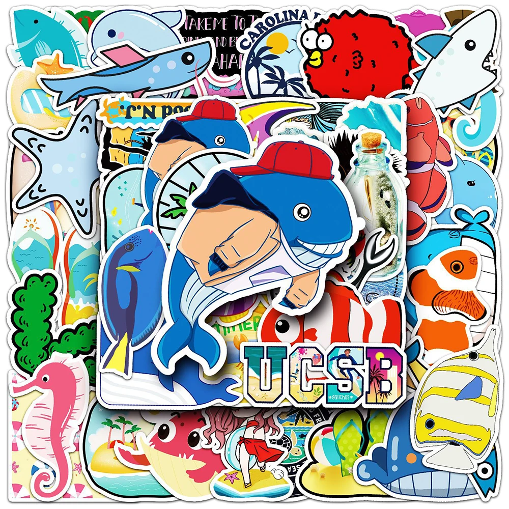 

10/50/100PCS Mix Cute Marine Animal Stickers for Kids Toys DIY Car Luggage Phone Guitar Laptop Vinyl Cartoon Sticker Decals