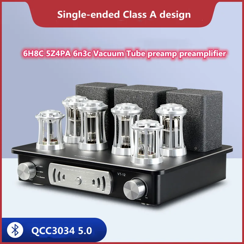 

Single-ended Class A Bluetooth 5.0 6H8C 5Z4PA 6n3c Vacuum Tube Preamp Preamplifier HIFI Home Audio Music Player Amplifier 12W*2