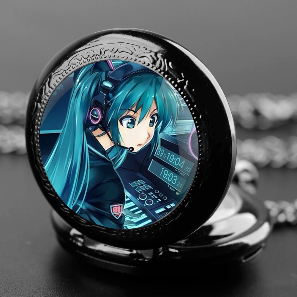 НОВЫЕ кварцевые карманные часы в стиле аниме Miku со стеклянным куполом для женщин