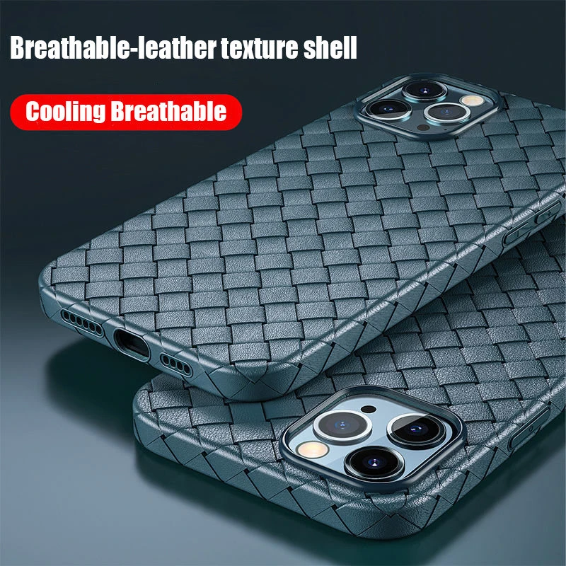 

For iPhone 13 Pro Max Breathable Mesh Phone Case For iPhone 13 11 12 ProMax Mini XS X XR 7 8 Plus SE Soft Silicone Weaving Cover
