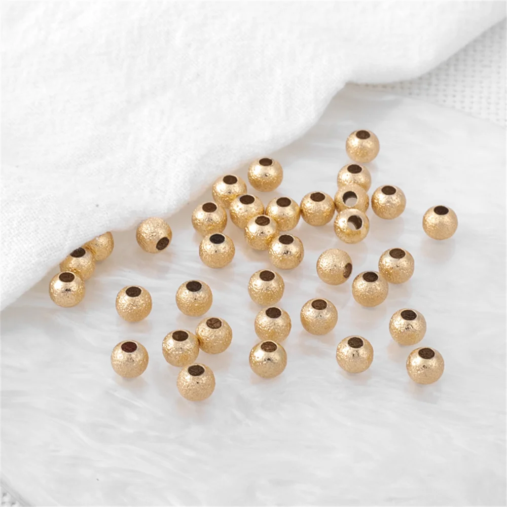

14K wrap gold sanded gold beads sand surface round beads loose beads DIY handmade bracelet jewelry with beads