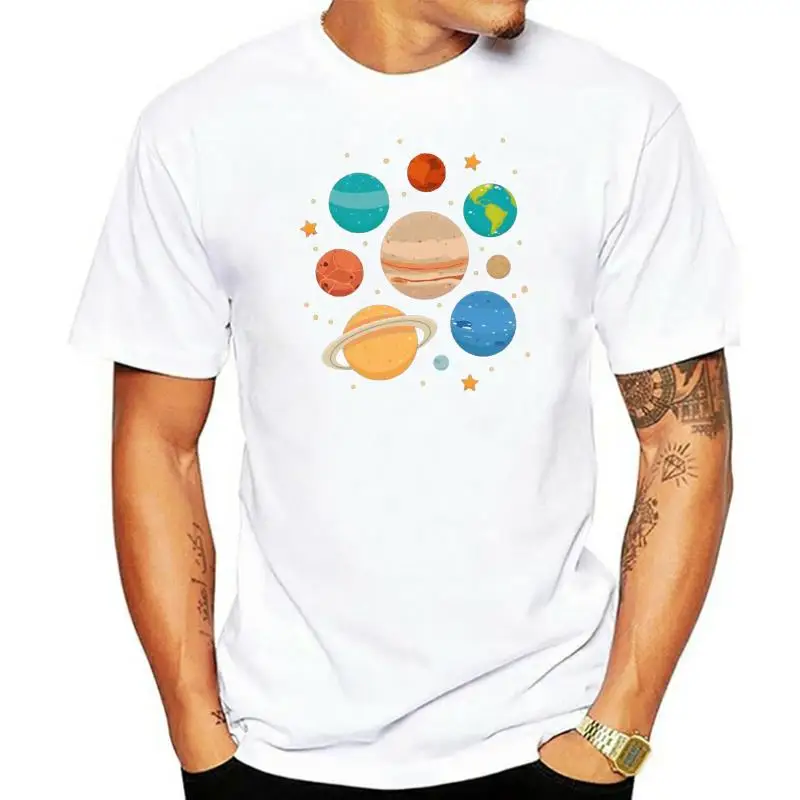 

Solar System T-Shirt Planets Short Sleeve Space Tee Science Hand Made Clothes Free Style Tee Shirt