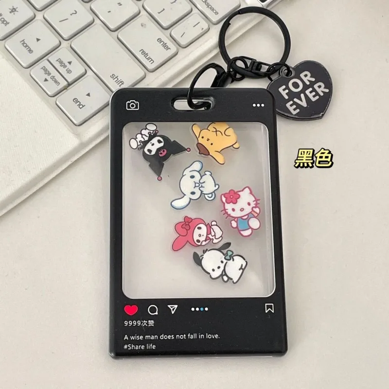 Kawaii Sanrios брелок милый Kuromi Purindog держатель для карт Hellokittys студенческая еда карта