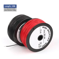 50m high quality 22awg red black single strand tinned copper jumper wire wrap wire insulated electronic wire diy circuit test