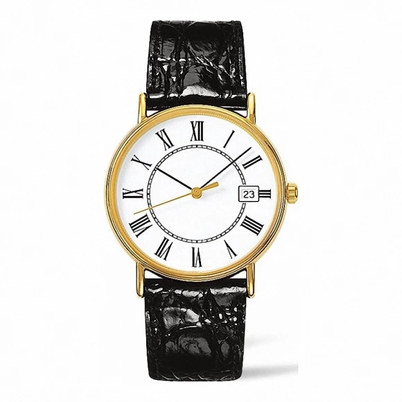 

mens watch Rose Beauty mechanical automatic Black Leather Gold