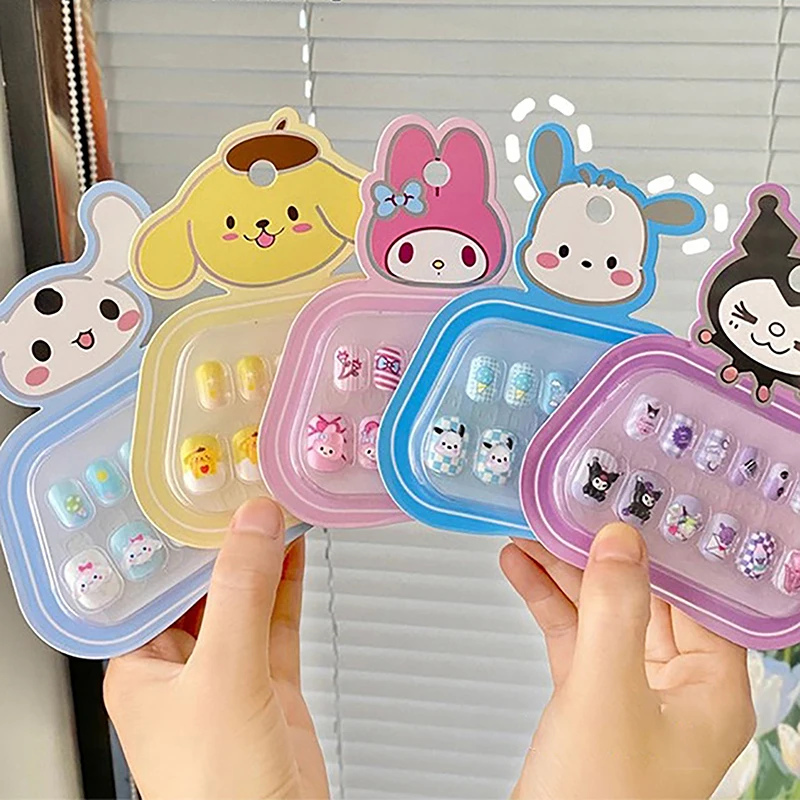 Sanrio Hello Kitty детские наклейки для ногтей милые самоклеящиеся нашивки Kuromi Cinnamoroll
