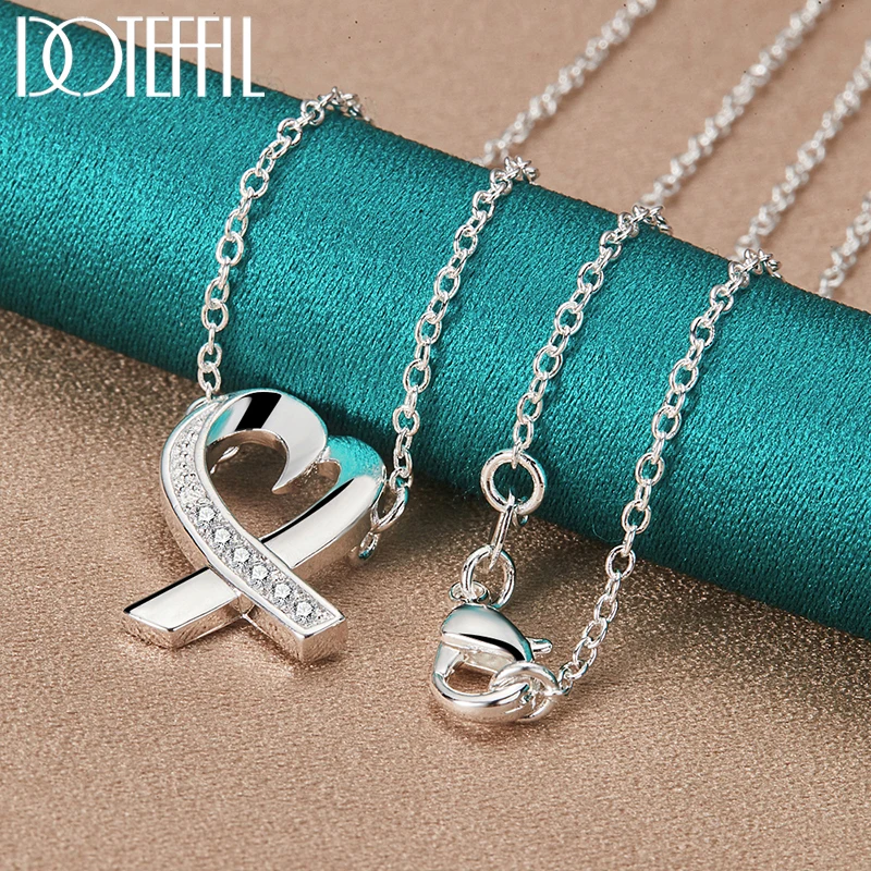 Цепочка DOTEFFIL из серебра 925 пробы с кулоном в виде сердца 18 дюймов - купить по