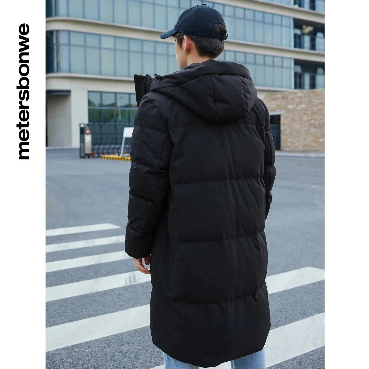Metersbonwe Long Hooded Down Jacket Men Winter Warm Down Coat  Anti-Snow Solid Color Outerwear Male Thick Jackets Brand Coats