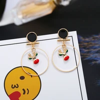 earings fashion jewelry sweet and cute christmas reindeer stud earrings large circle show face thin long earrings