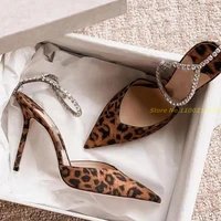 crystral ankle strap sandals pointed toe high thin heels solid spring summer newest 2022 party shallow novelty ladies sandalls