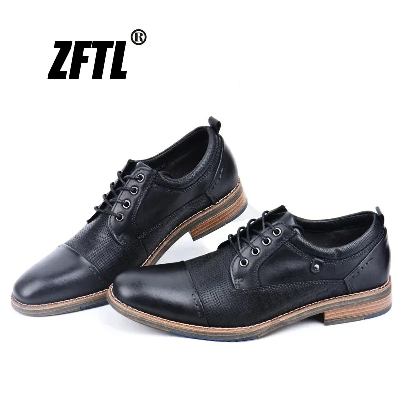 

ZFTL New Men dress shoes genuine leather man oxford shoes big size male formal shoes casual men’s business shoes 048