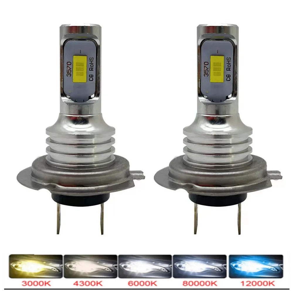 2PCS CSP Mini H7 LED Lamps For Cars Headlight Bulbs H4 H8 H9 H10 H11 H6 Fog Light HB3 9005 HB4 Ice Blue 8000K 3000K Auto 12V