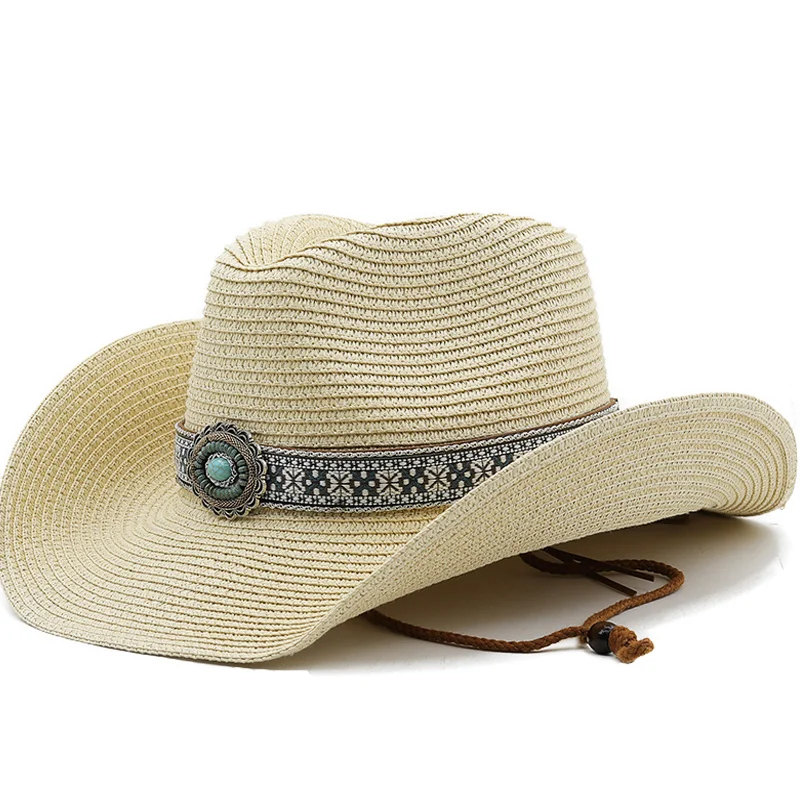 Hat Straw New Summer for Men Women Sun Beach Hat Men Jazz Panama Hats Fedora Wide Brim Sun Protection Cap with Belt cowboy hat