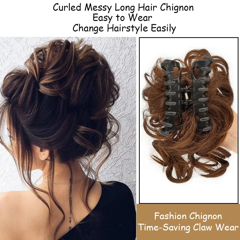 Synthetic Hair Clip Messy Curly Bun Claw Extension Chignon Hairpiece for Women