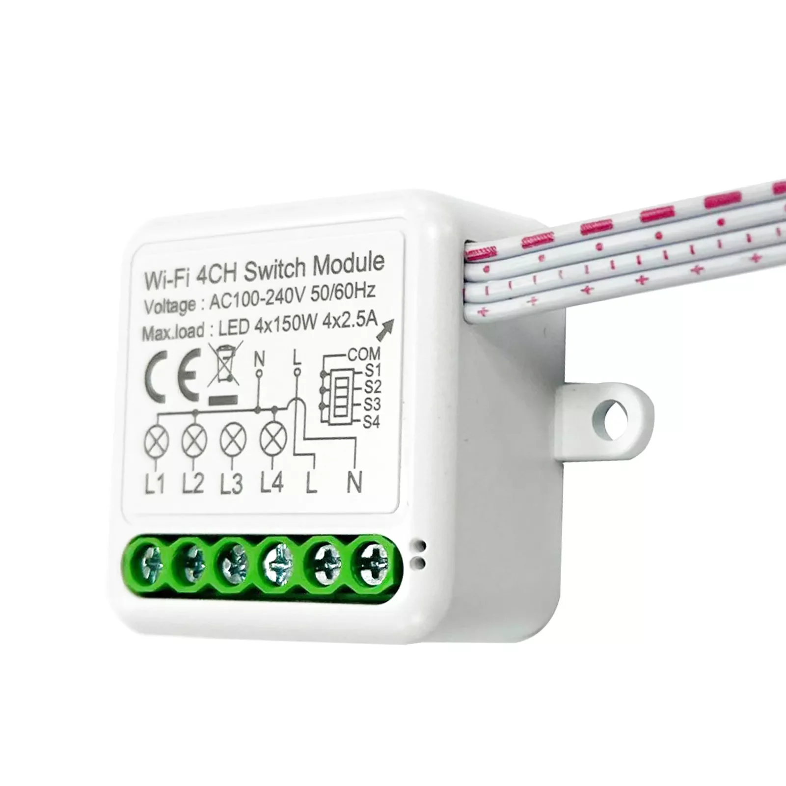 

1CH/2CH/3CH/4CH WIFI Switch Module Smart Module Voice Control Compatible for Google Assistant Alexa LED 300W 10A