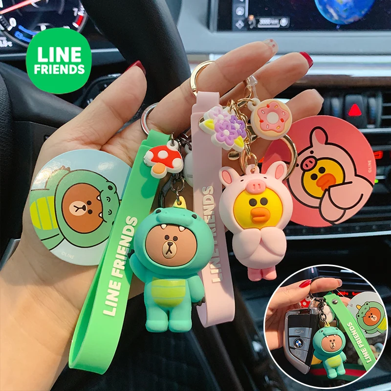 

Line Friends Series Brown Cony Sally Choco Cross Dressing Cute Animal Backpack Pendant Kawaii Cartoon Key Chain Role Peripheral