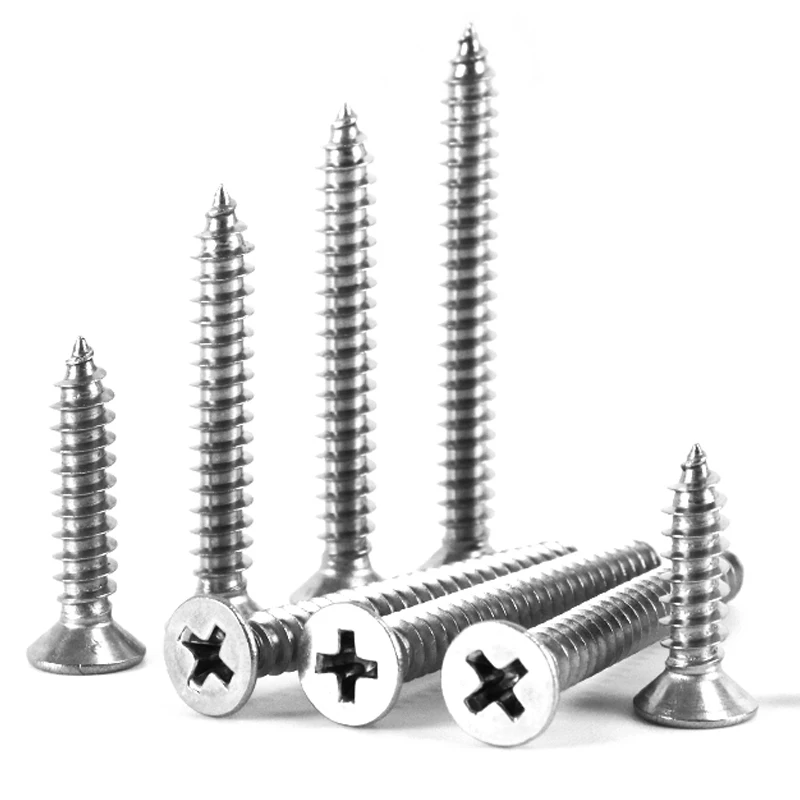 

M2~M8 10-200pcs 304 Stainless Steel Self-tapping Screws Phillips Countersunk Head Screws Wood Screws Flat Head Extension Screws