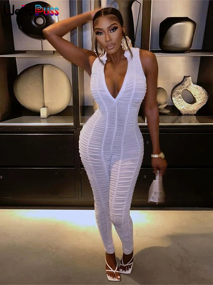 Женский Эластичный Комбинезон С Оборками Повседневный Спортивный Костюм Без