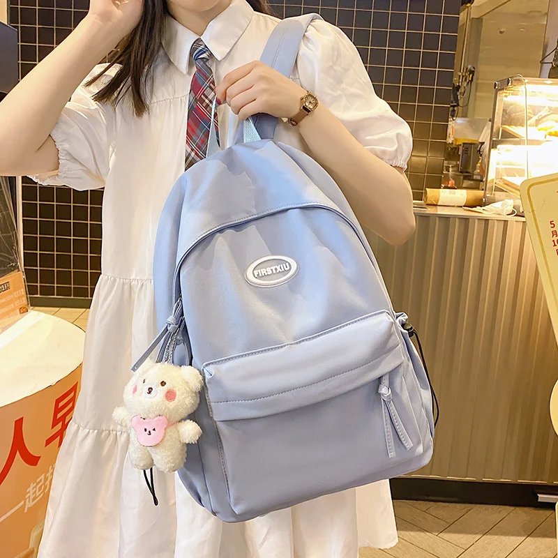

Hocodo – fashionable women's waterproof nylon backpack, monochrome, solid color, youth schoolbag
