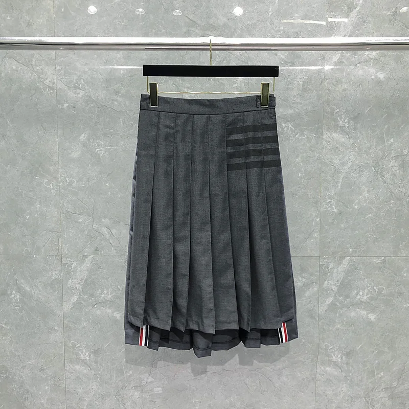 TB THOM Women's Skirts Black Stripes Knee Lenght Dress Kawaii Outdoor Sex Skirt 2023 Spring Korean Fashion Clothes For Women
