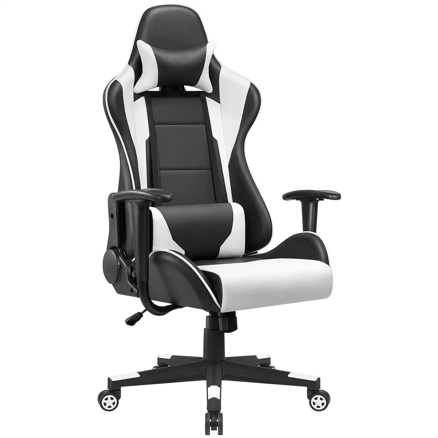

Игровой стул Lacoo с высокой спинкой, эргономичное вращающееся кресло с подголовником, белый стул для геймера