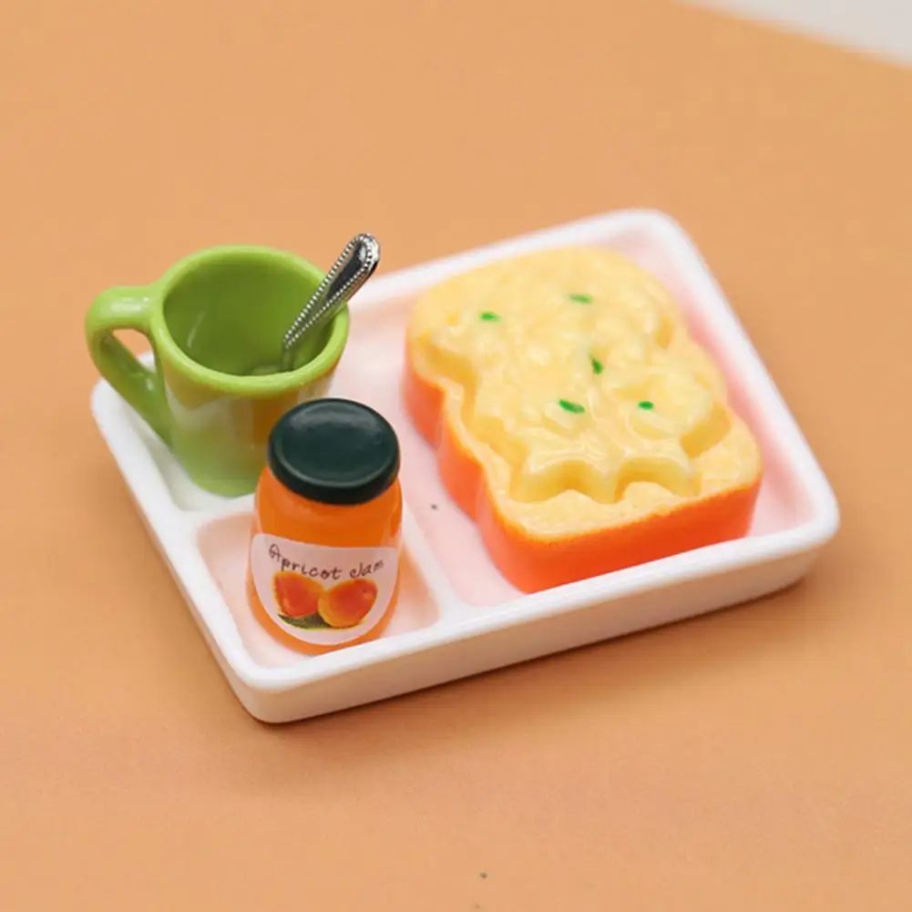 

Изысканный внешний вид, 1 набор, забавный кукольный домик, джем, овощи, тостов, смола, тарелка для джема, модель, Реалистичная для украшения