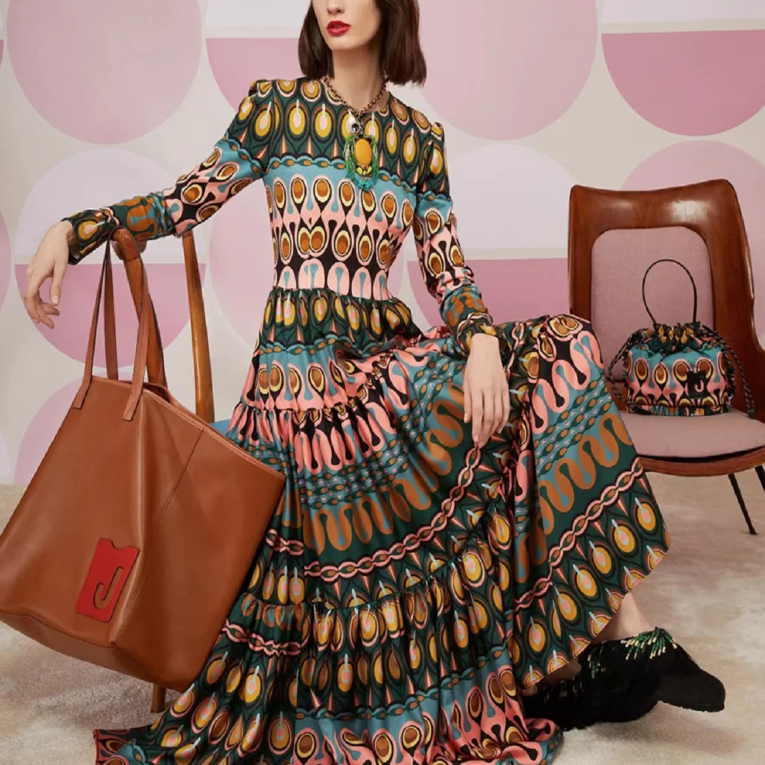 

Preorder Special Design Crystal Button Women Mini Dress 2022 Top Quality Autumn Pink Blue Floral Print Puff Petal Sleeve Clothes