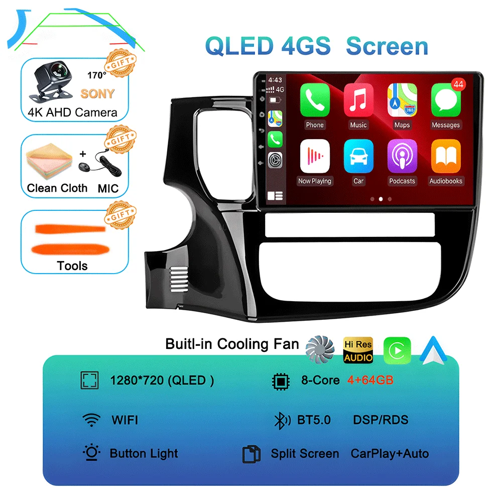 

Автомагнитола Android 16 с Carplay и Auto для Mitsubishi Outlander 3 GF0W GG0W 2012-2018, мультимедийная стереосистема 2DIN