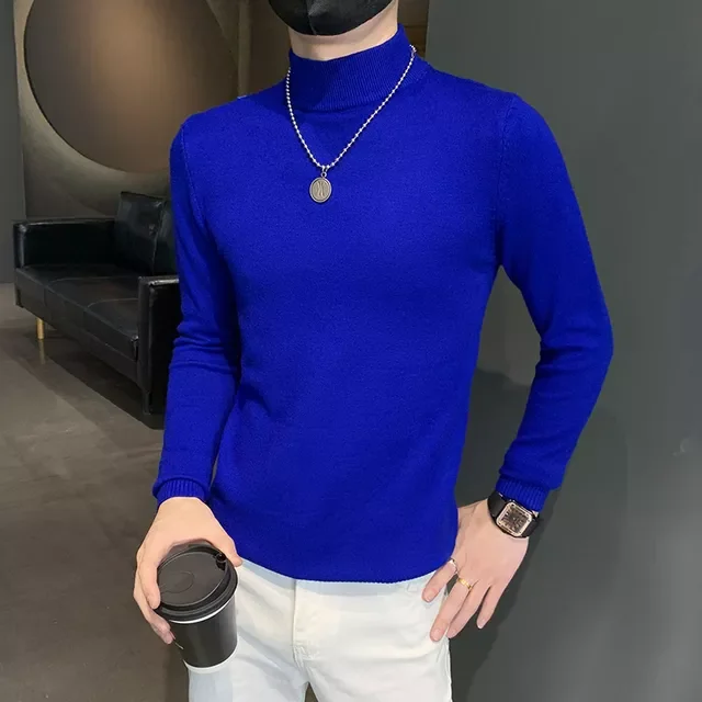 

Водолазка мужская приталенная, Повседневный пуловер с длинным рукавом, Шикарный джемпер, Осень-зима 2020