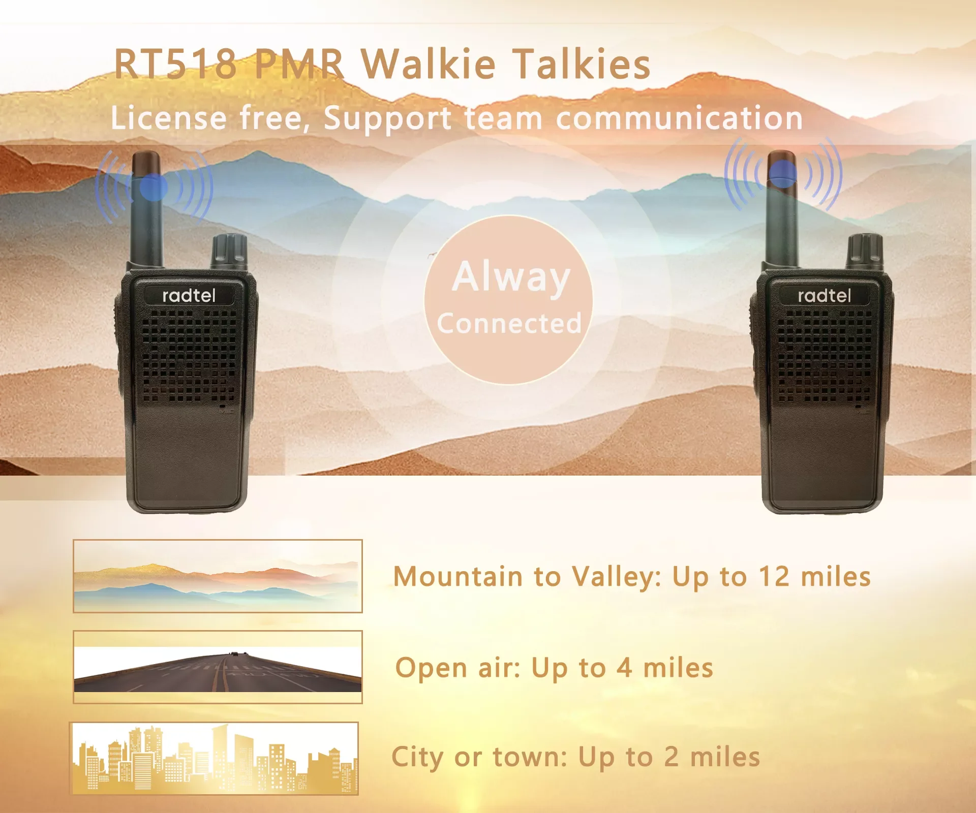pcs Walkie Talkie Radtel RT518 22CH Two Way Radio PMR  FRS Radio Comunicador Long Range Walkie-Talkie for Camping Business enlarge