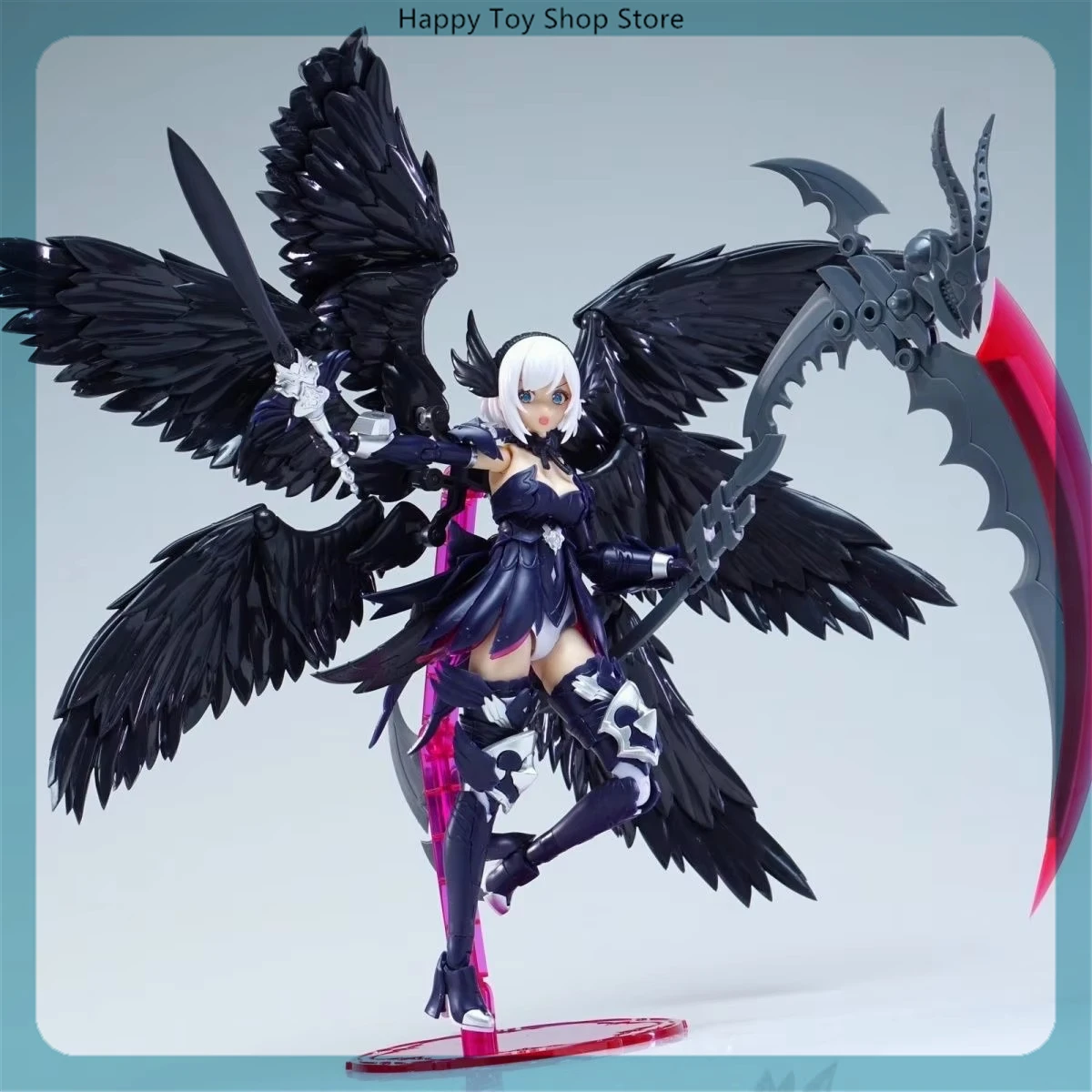 Fengyu Six Winged Black Angel White Arcanadea Special Hair Sickle Girl Figure Desktop Decoration Ornament Toys