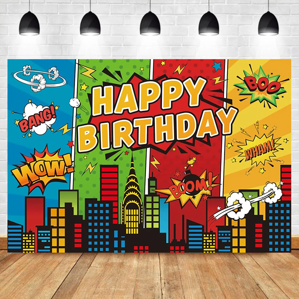 Фон для фотосъемки с изображением супергероев города