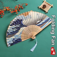 sea waves design japanese style folding fan cartoon pocket fan wedding cheongsam catwalk decoration gifts home decoration