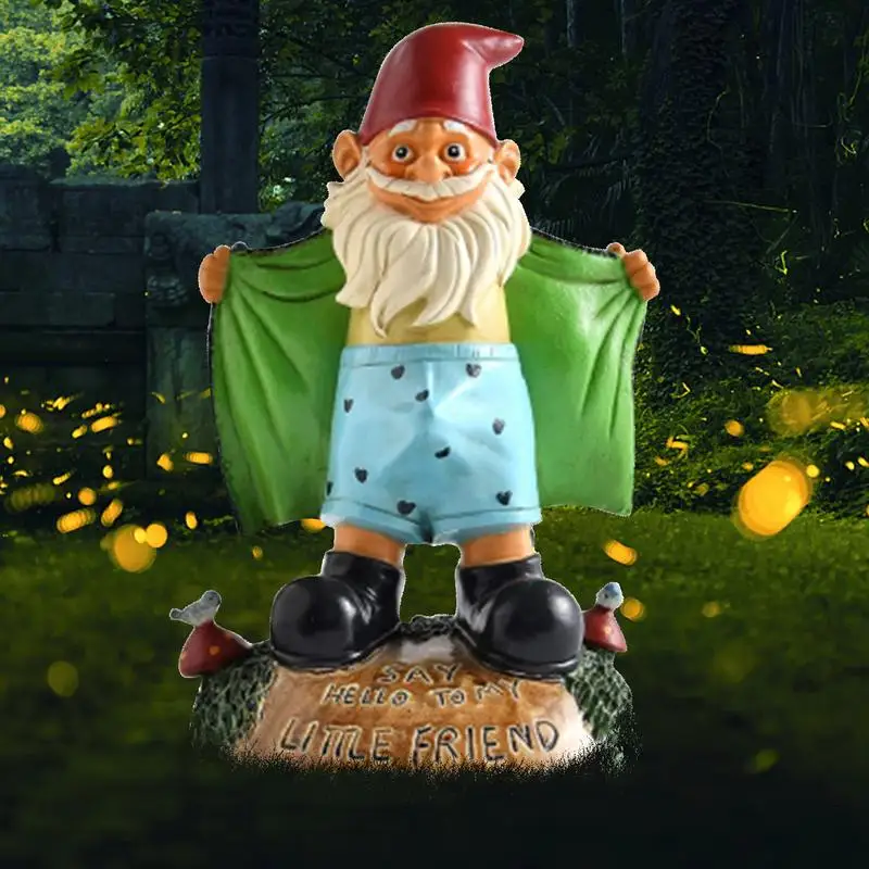 

Funny Naughty Garden Gnome Statue Outdoor Figurine Lawn Ornaments Dwarf Shows Underpants Garden Gnome Decor